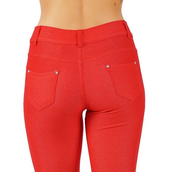 Jean Look Cotton Blend Jeggings Tights Slimming - Picture 4 of 6